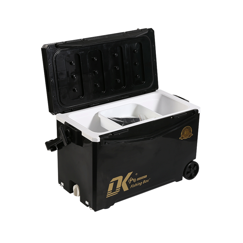 40L Backrest Large Capacity Water Fishing Cooler Box Ice Wheels Liftable Platform Fishing Box