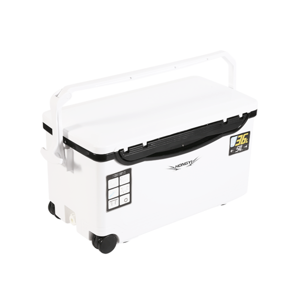 36L Flat Portable Cooler Box With Wheels Multifunctional Sea Fishing Box